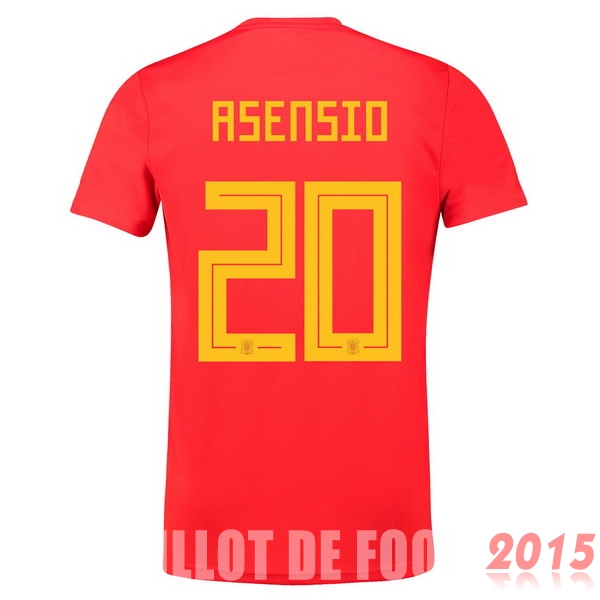 Maillot De Foot NO.20 Asensio Espagne Mondial 2018 Domicile