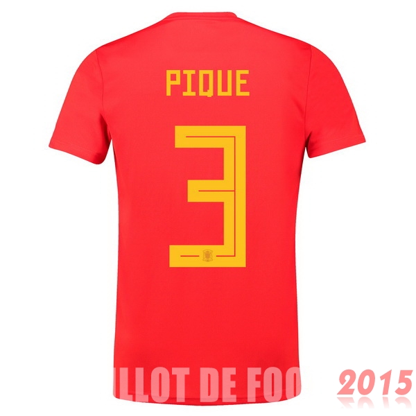 Maillot De Foot NO.3 Pique Espagne Mondial 2018 Domicile