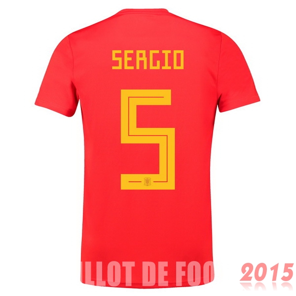 Maillot De Foot NO.5 Sergio Espagne Mondial 2018 Domicile