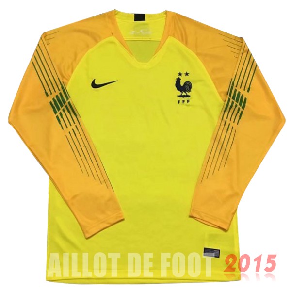 Thailande Maillot De Foot France Manches Longues Gardien Championne du Monde 2018 Jaune