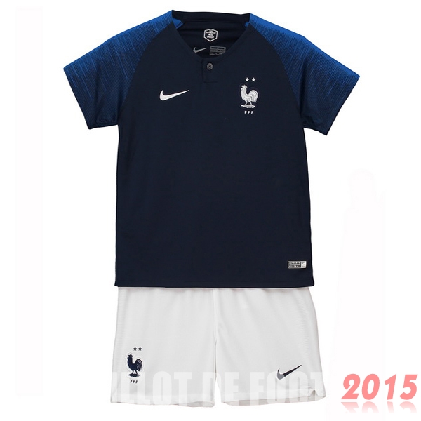 Maillot De Foot France Enfant Championne du Monde 2018 Deux Etoiles Domicile Un ensemble