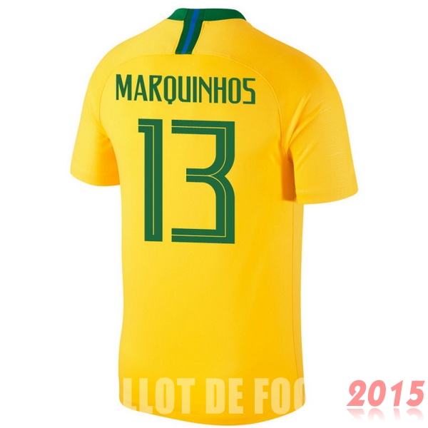 Maillot De Foot Marquinhos Bresil Mondial 2018 Domicile