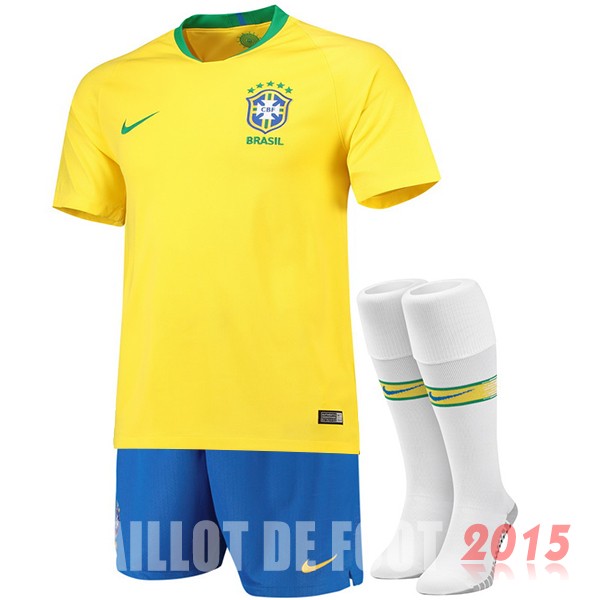 Maillot De Foot (Pantalon+Chaussettes) Bresil Mondial 2018 Domicile