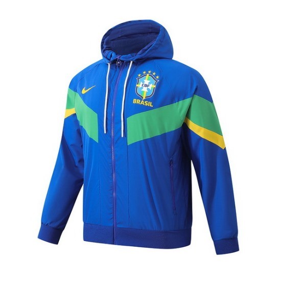 Maillot De Foot Coupe Vent Brésil 2024 Bleu Vert