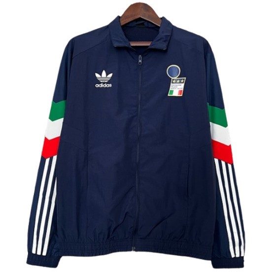 Maillot De Foot Coupe Vent Italie 2024 Bleu Marine
