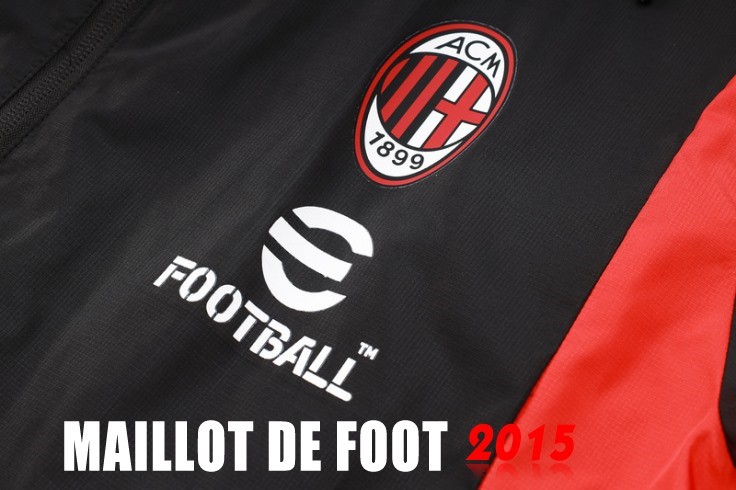 Maillot De Foot Ensemble Complet Coupe Vent AC Milan 24/25 Noir Rojo