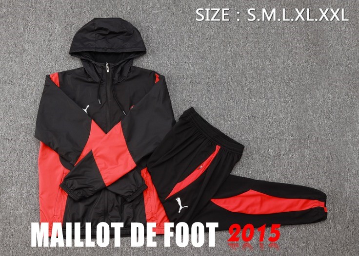 Maillot De Foot Ensemble Complet Coupe Vent AC Milan 24/25 Noir Rojo