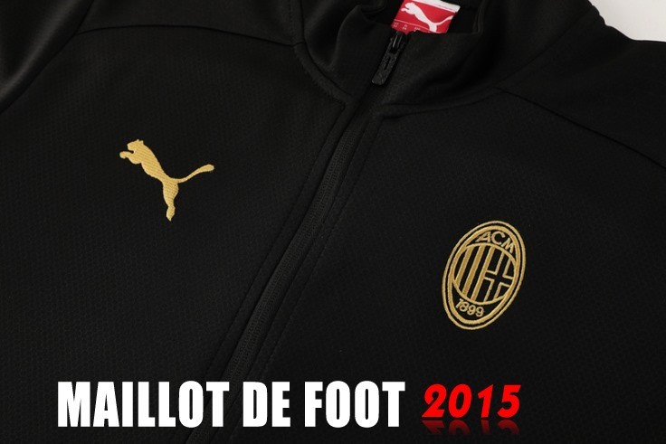 Maillot De Foot Ensemble Complet Ropa Deportiva Con Cremallera Larga AC Milan 24/25 Noir Rojo