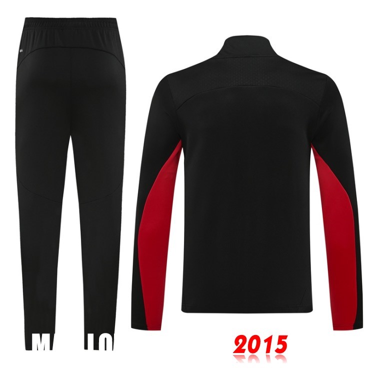 Maillot De Foot Ensemble Complet Ropa Deportiva Con Cremallera Larga AC Milan 24/25 Noir Rojo
