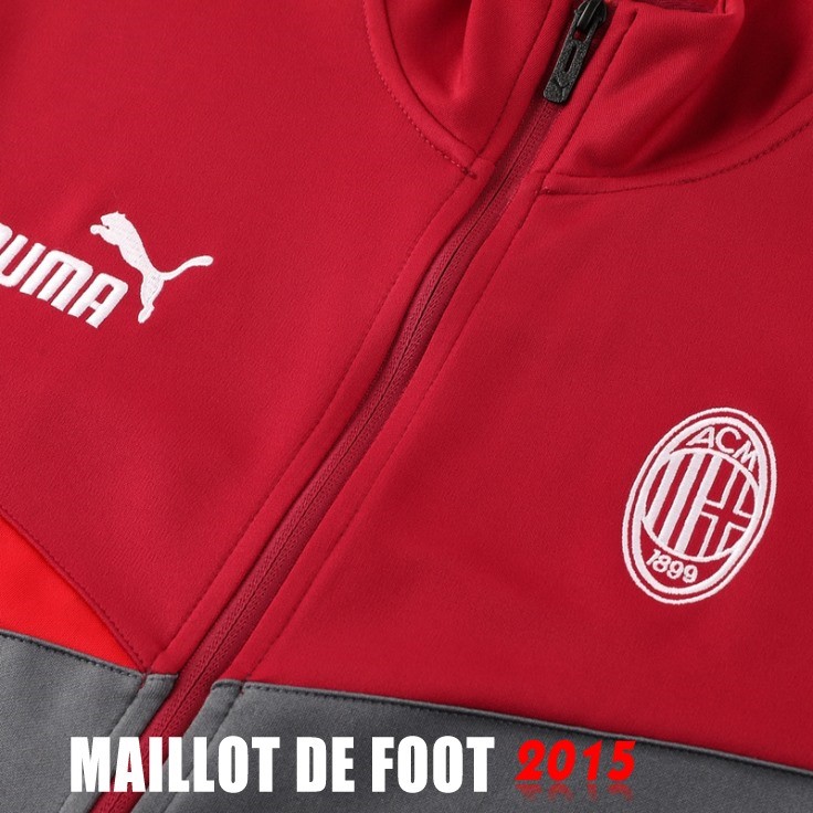 Maillot De Foot Ensemble Complet Ropa Deportiva Con Cremallera Larga AC Milan 24/25 Rojo Gris