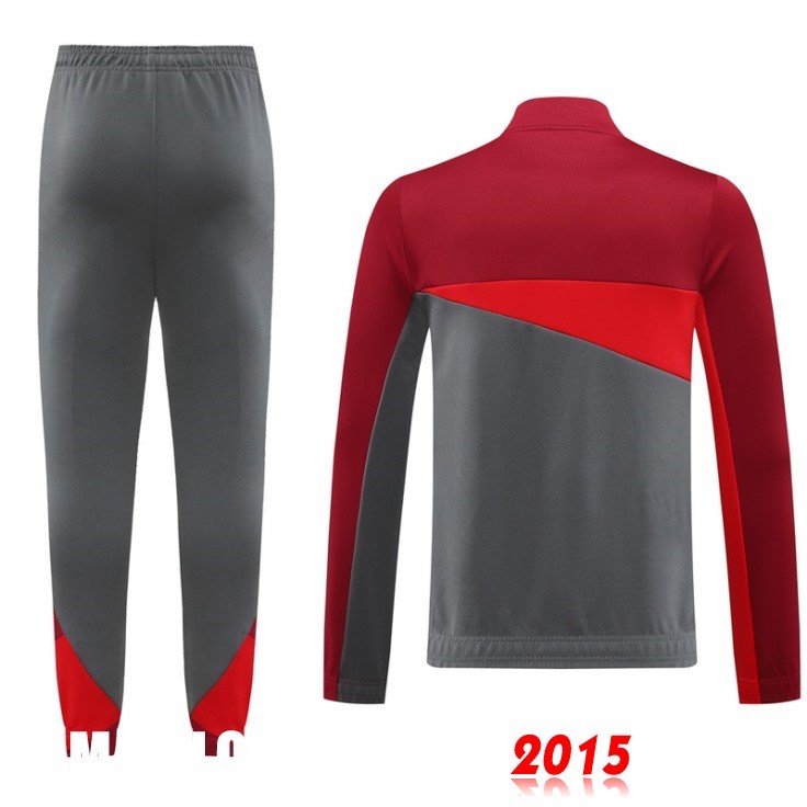 Maillot De Foot Ensemble Complet Ropa Deportiva Con Cremallera Larga AC Milan 24/25 Rojo Gris