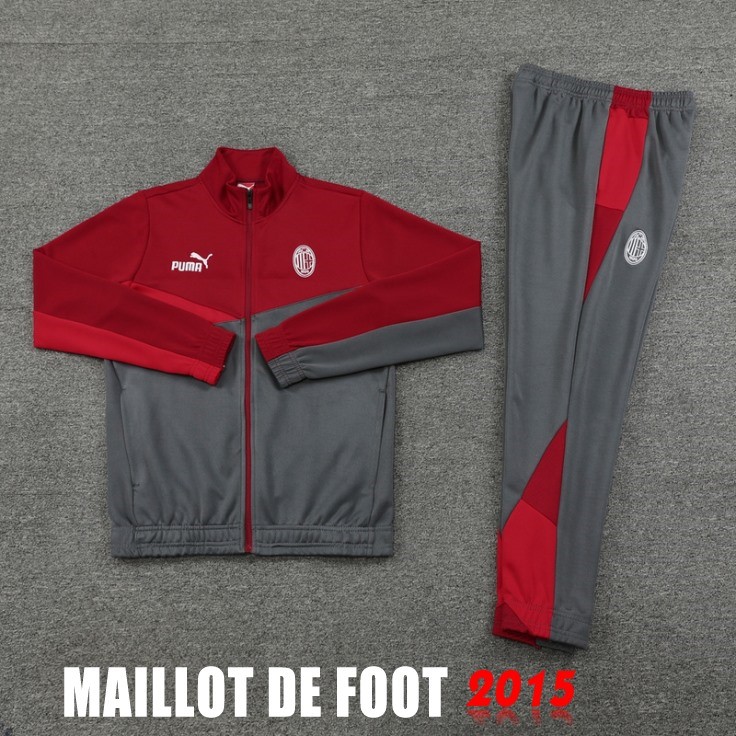Maillot De Foot Ensemble Complet Ropa Deportiva Con Cremallera Larga AC Milan 24/25 Rojo Gris