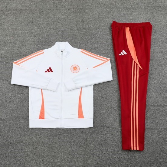 Maillot De Foot Ensemble Complet Ropa Deportiva Con Cremallera Larga AS Roma 24/25 Rojo Blanc