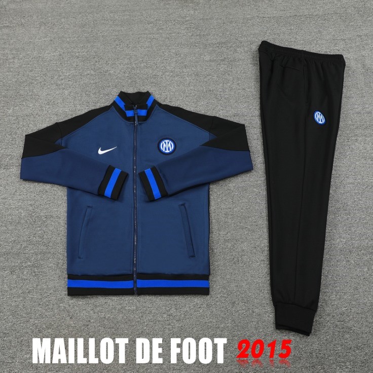 Maillot De Foot Ensemble Complet Ropa Deportiva Con Cremallera Larga Inter Milan 24/25 Bleu Noir