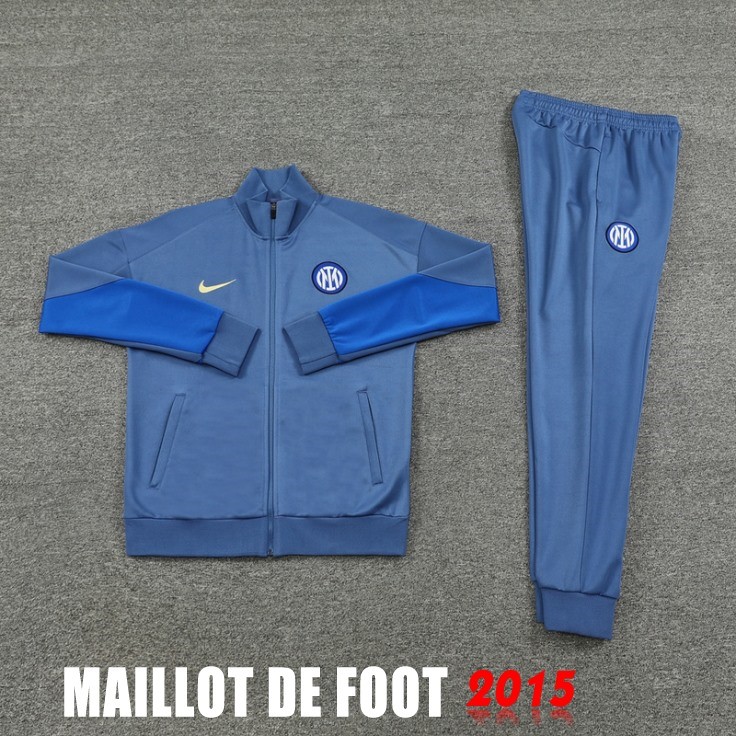 Maillot De Foot Ensemble Complet Ropa Deportiva Con Cremallera Larga Inter Milan 24/25 Gris Bleu