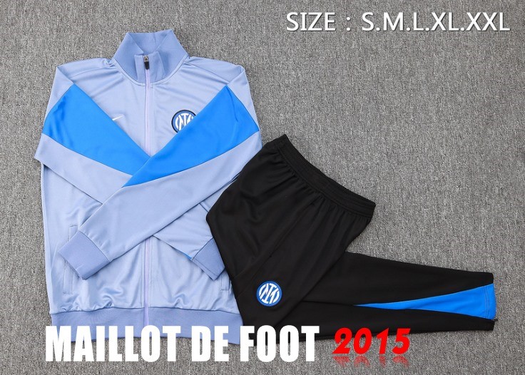 Maillot De Foot Ensemble Complet Ropa Deportiva Con Cremallera Larga Inter Milan 24/25 Gris Bleu
