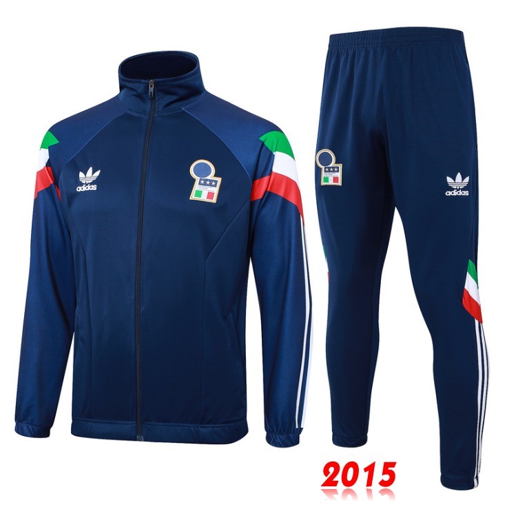 Maillot De Foot Ensemble Complet Ropa Deportiva Con Cremallera Larga Italie 2024 Bleu II Marine