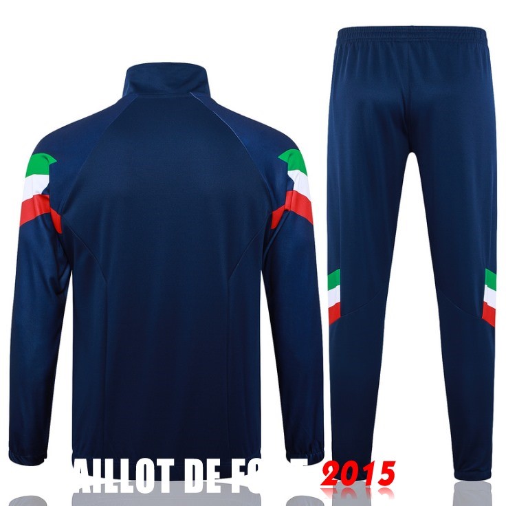Maillot De Foot Ensemble Complet Ropa Deportiva Con Cremallera Larga Italie 2024 Bleu II Marine