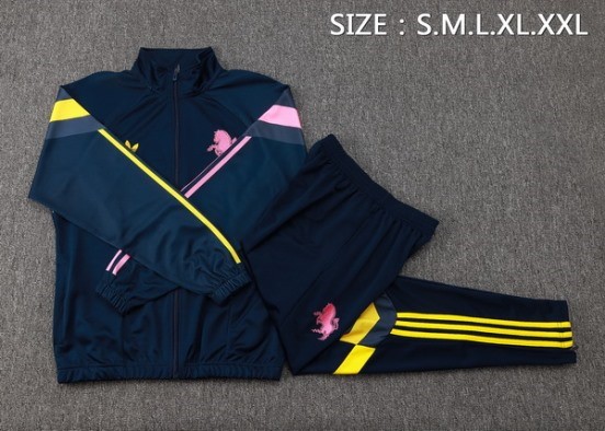 Maillot De Foot Ensemble Complet Ropa Deportiva Con Cremallera Larga Juventus 24/25 Bleu Marine I Rose