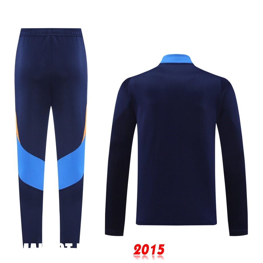 Maillot De Foot Ensemble Complet Ropa Deportiva Con Cremallera Larga Juventus 24/25 Bleu Marine Orange