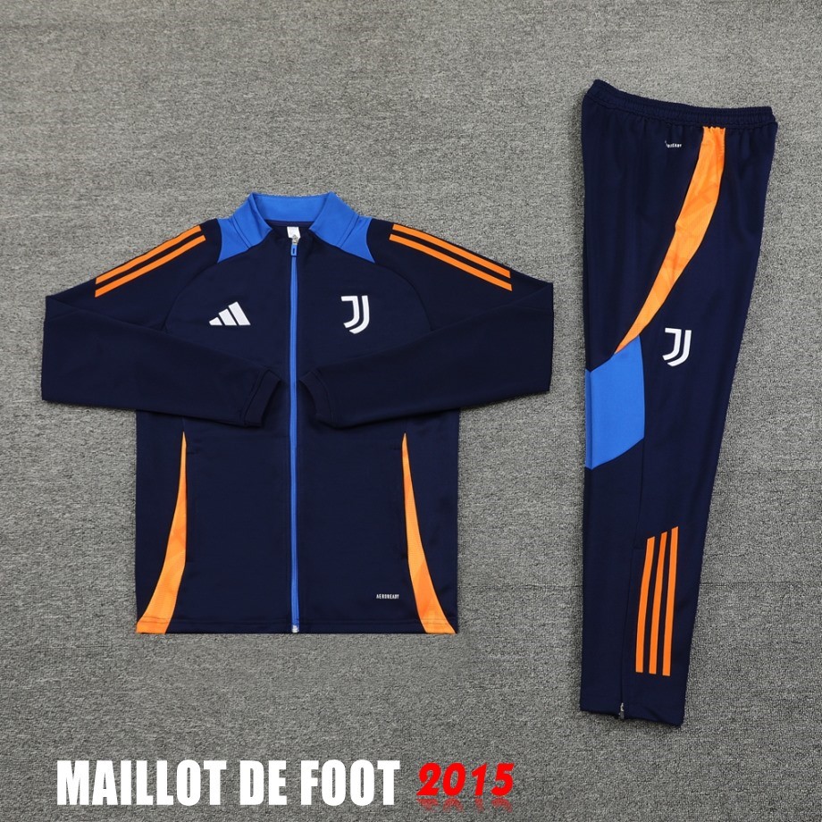 Maillot De Foot Ensemble Complet Ropa Deportiva Con Cremallera Larga Juventus 24/25 Bleu Marine Orange
