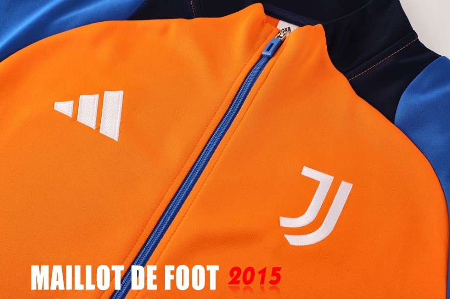 Maillot De Foot Ensemble Complet Ropa Deportiva Con Cremallera Larga Juventus 24/25 Orange Bleu