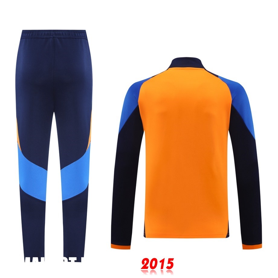 Maillot De Foot Ensemble Complet Ropa Deportiva Con Cremallera Larga Juventus 24/25 Orange Bleu