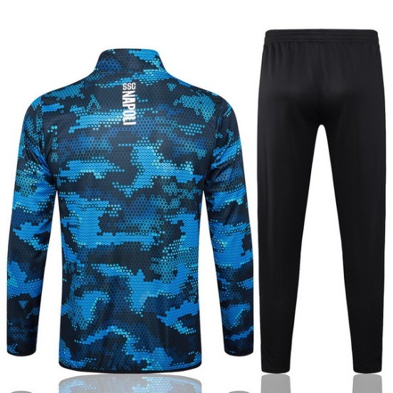Maillot De Foot Ensemble Complet Ropa Deportiva Con Cremallera Larga Napoli 24/25 Bleu I Noir