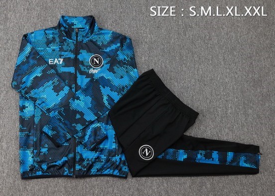 Maillot De Foot Ensemble Complet Ropa Deportiva Con Cremallera Larga Napoli 24/25 Bleu I Noir