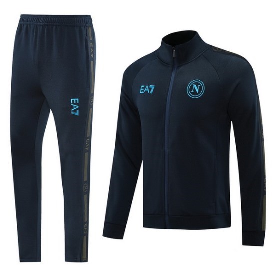 Maillot De Foot Ensemble Complet Ropa Deportiva Con Cremallera Larga Napoli 24/25 Bleu Marine