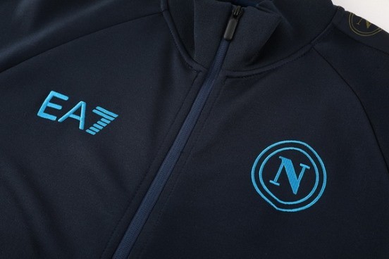 Maillot De Foot Ensemble Complet Ropa Deportiva Con Cremallera Larga Napoli 24/25 Bleu Marine