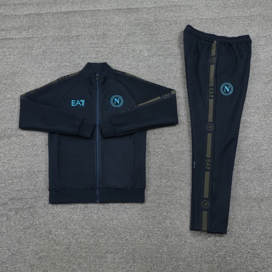Maillot De Foot Ensemble Complet Ropa Deportiva Con Cremallera Larga Napoli 24/25 Bleu Marine