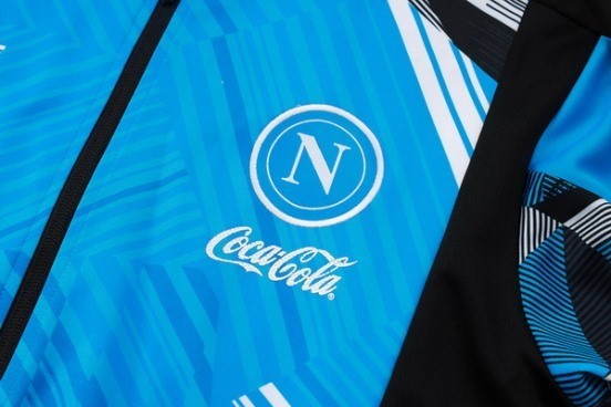 Maillot De Foot Ensemble Complet Ropa Deportiva Con Cremallera Larga Napoli 24/25 Bleu Noir