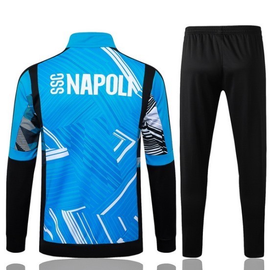 Maillot De Foot Ensemble Complet Ropa Deportiva Con Cremallera Larga Napoli 24/25 Bleu Noir
