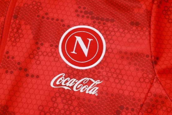 Maillot De Foot Ensemble Complet Ropa Deportiva Con Cremallera Larga Napoli 24/25 Rojo Noir