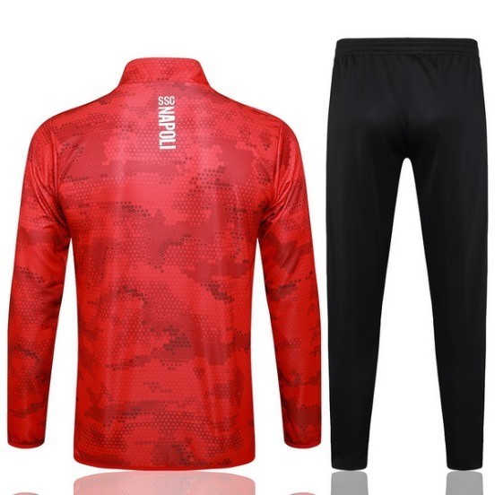 Maillot De Foot Ensemble Complet Ropa Deportiva Con Cremallera Larga Napoli 24/25 Rojo Noir