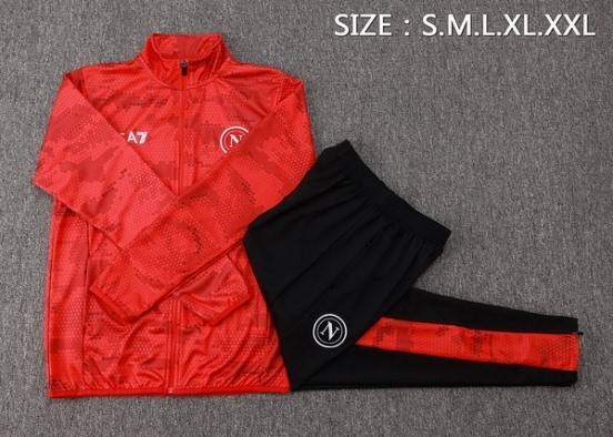 Maillot De Foot Ensemble Complet Ropa Deportiva Con Cremallera Larga Napoli 24/25 Rojo Noir
