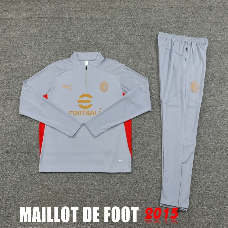 Maillot De Foot Ensemble Complet Sudadera Entrainement AC Milan 24/25 Gris