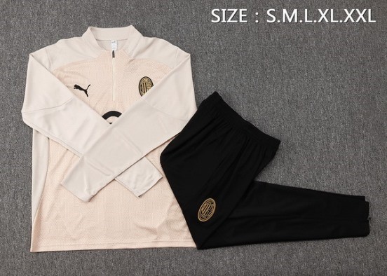 Maillot De Foot Ensemble Complet Sudadera Entrainement AC Milan 24/25 Jaune Noir