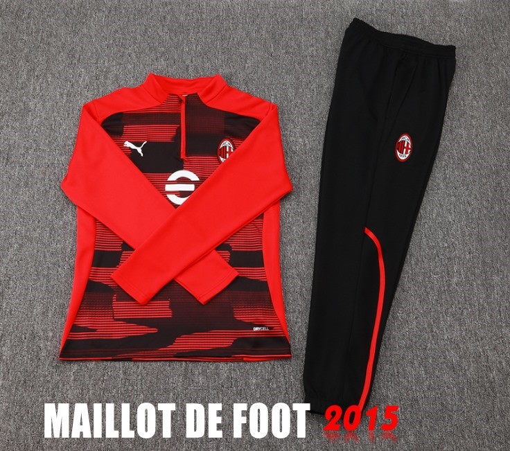 Maillot De Foot Ensemble Complet Sudadera Entrainement AC Milan 24/25 Rojo I Noir