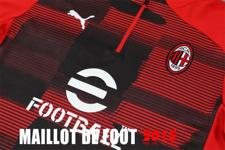Maillot De Foot Ensemble Complet Sudadera Entrainement AC Milan 24/25 Rojo Noir