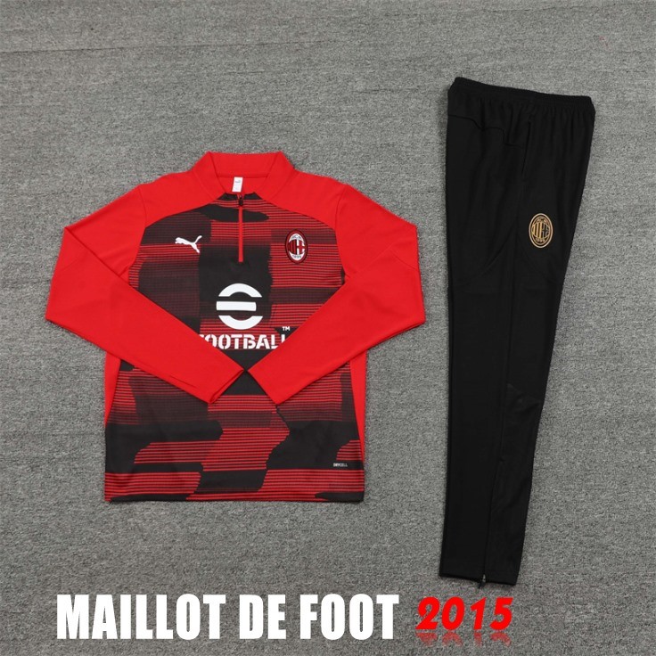 Maillot De Foot Ensemble Complet Sudadera Entrainement AC Milan 24/25 Rojo Noir