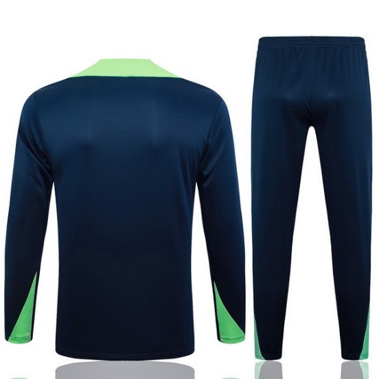 Maillot De Foot Ensemble Complet Sudadera Entrainement Brésil 2024 Bleu Marine I Vert