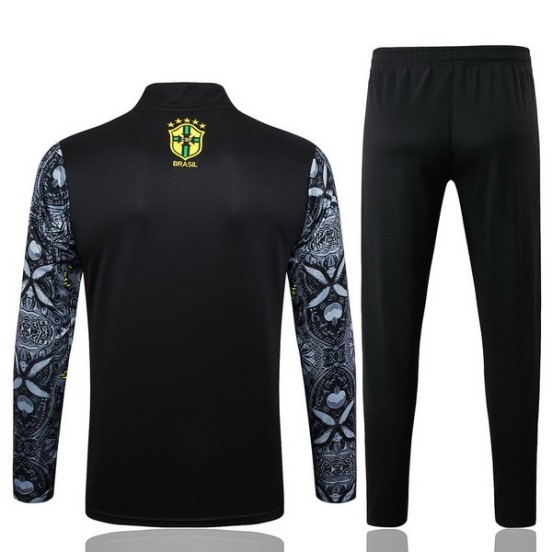 Maillot De Foot Ensemble Complet Sudadera Entrainement Brésil 2024 Gris I Noir
