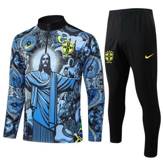 Maillot De Foot Ensemble Complet Sudadera Entrainement Brésil 2024 Gris Noir