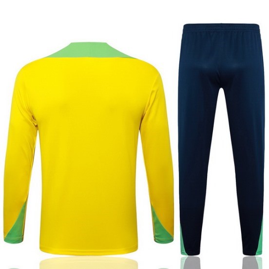 Maillot De Foot Ensemble Complet Sudadera Entrainement Brésil 2024 Jaune Bleu I Vert