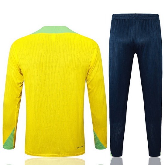Maillot De Foot Ensemble Complet Sudadera Entrainement Brésil 2024 Jaune Bleu Vert