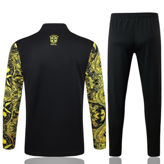 Maillot De Foot Ensemble Complet Sudadera Entrainement Brésil 2024 Jaune Noir