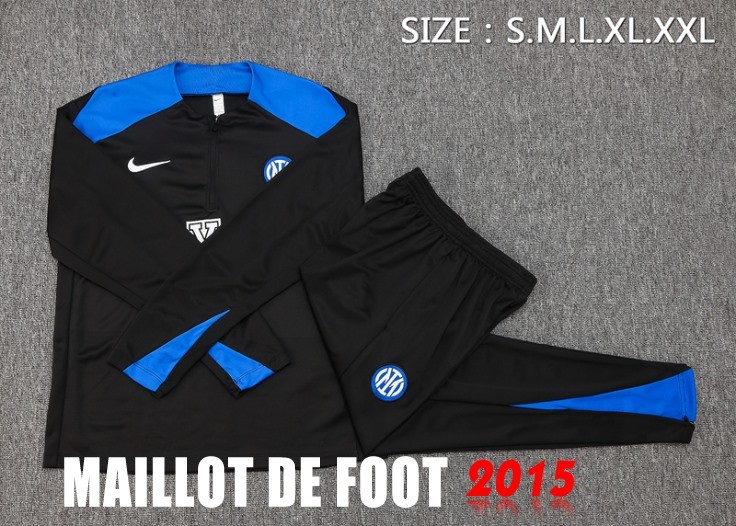 Maillot De Foot Ensemble Complet Sudadera Entrainement Inter Milan 24/25 Noir Bleu