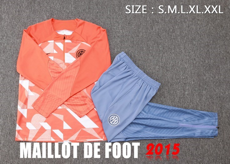 Maillot De Foot Ensemble Complet Sudadera Entrainement Inter Milan 24/25 Orange Blanc